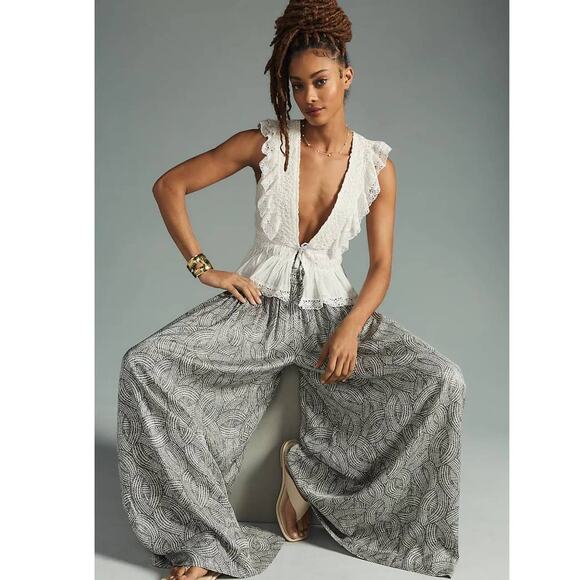 New By Anthropologie Wide-Leg Pants $130 SIZE 2 Carbon - Picture 1 of 7
